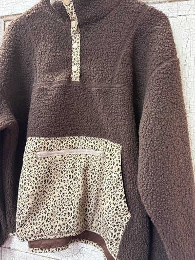 Leopard Fleece Pullover