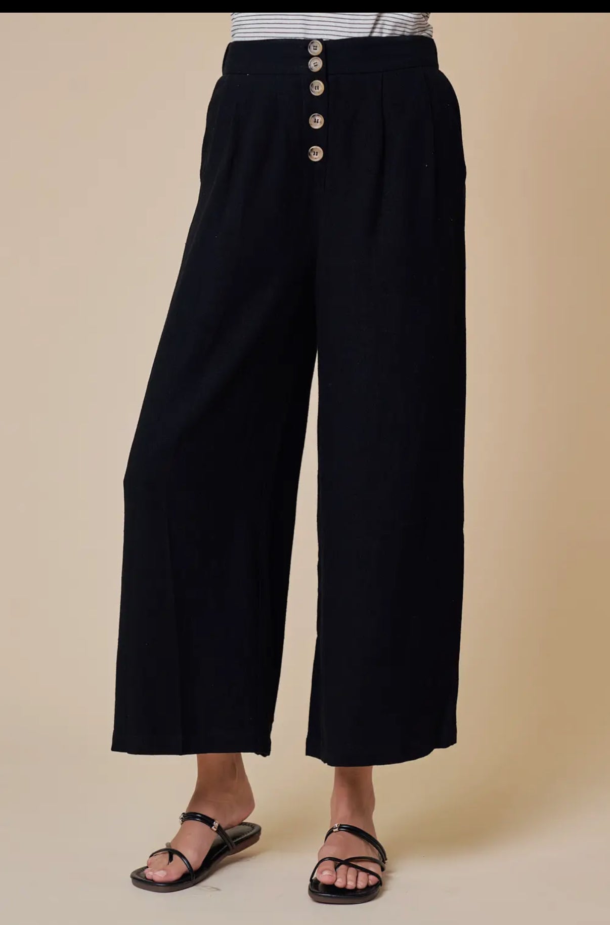 Black Linen Wide Leg Pants