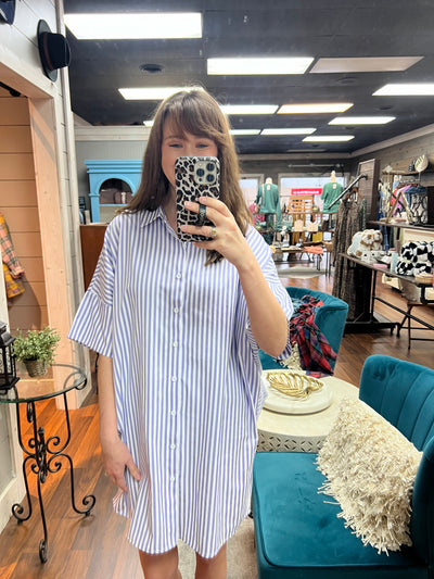 Lavender Stripes Shirt Dress