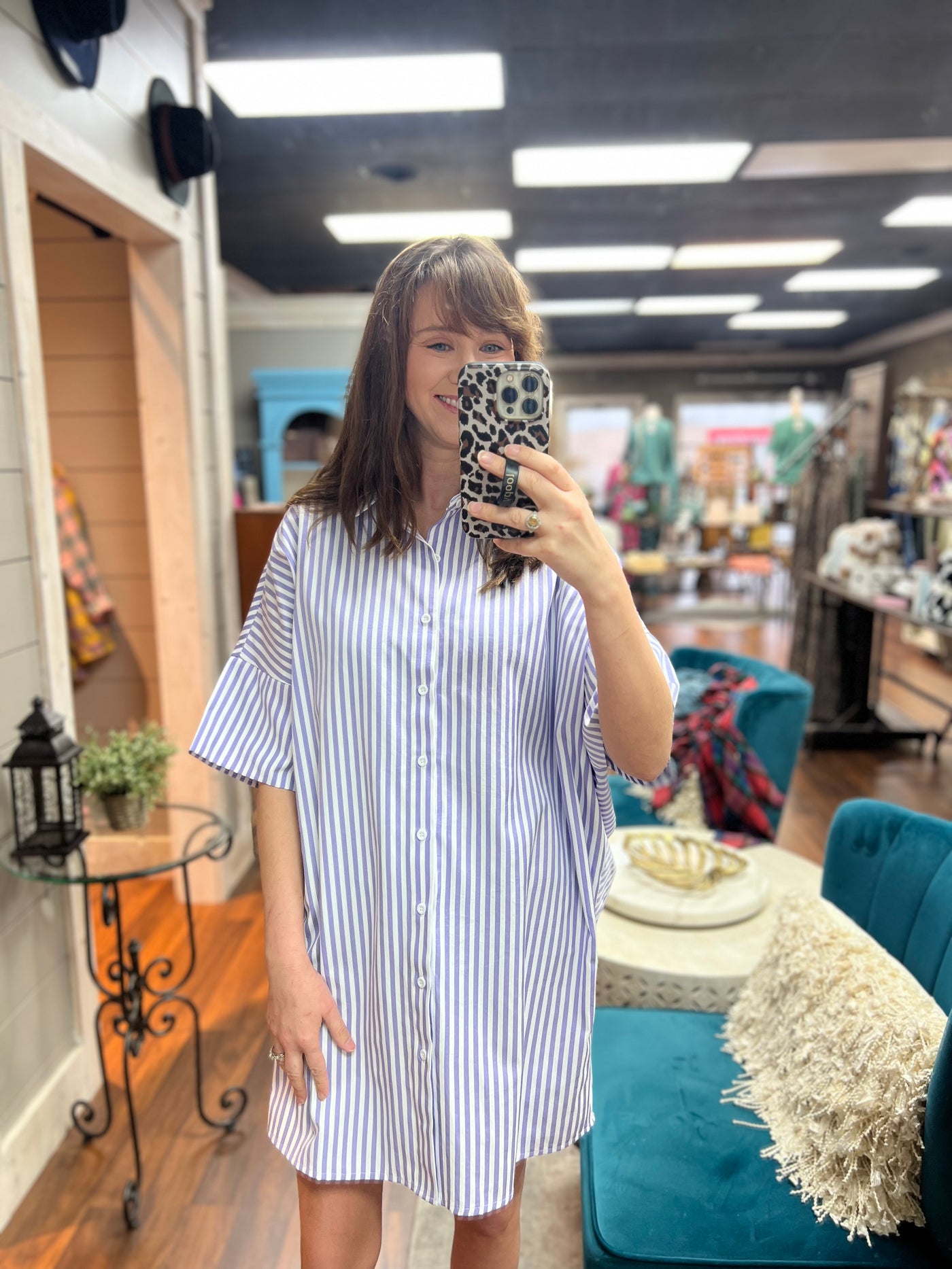 Lavender Stripes Shirt Dress