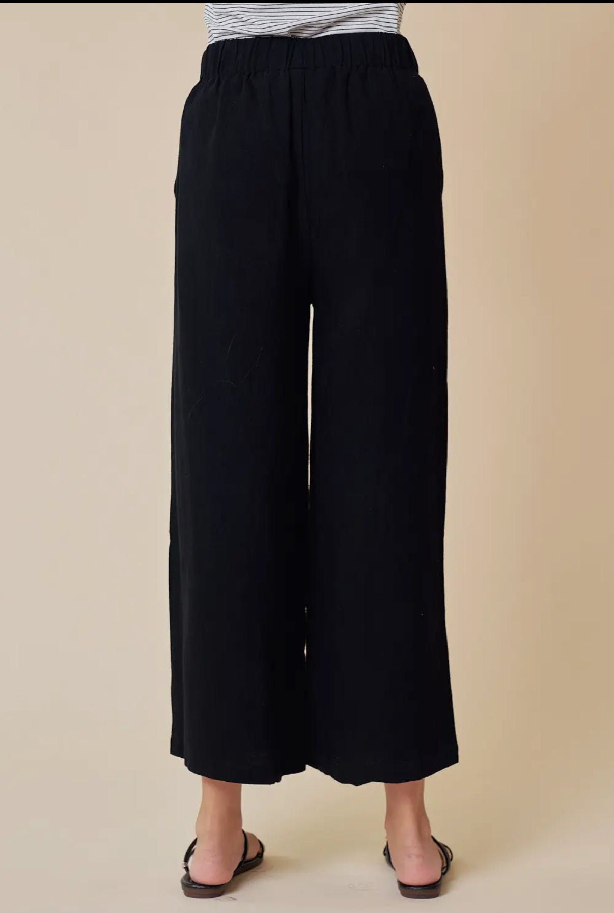 Black Linen Wide Leg Pants