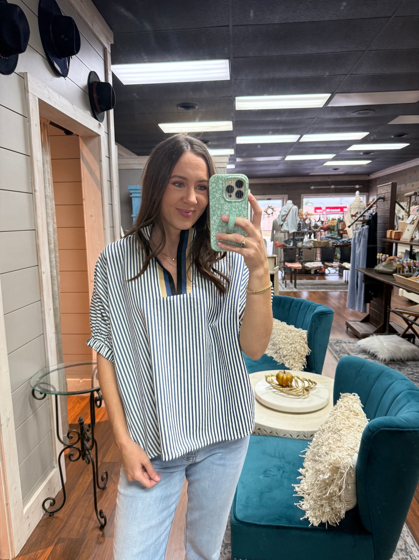 Navy Stripe Top
