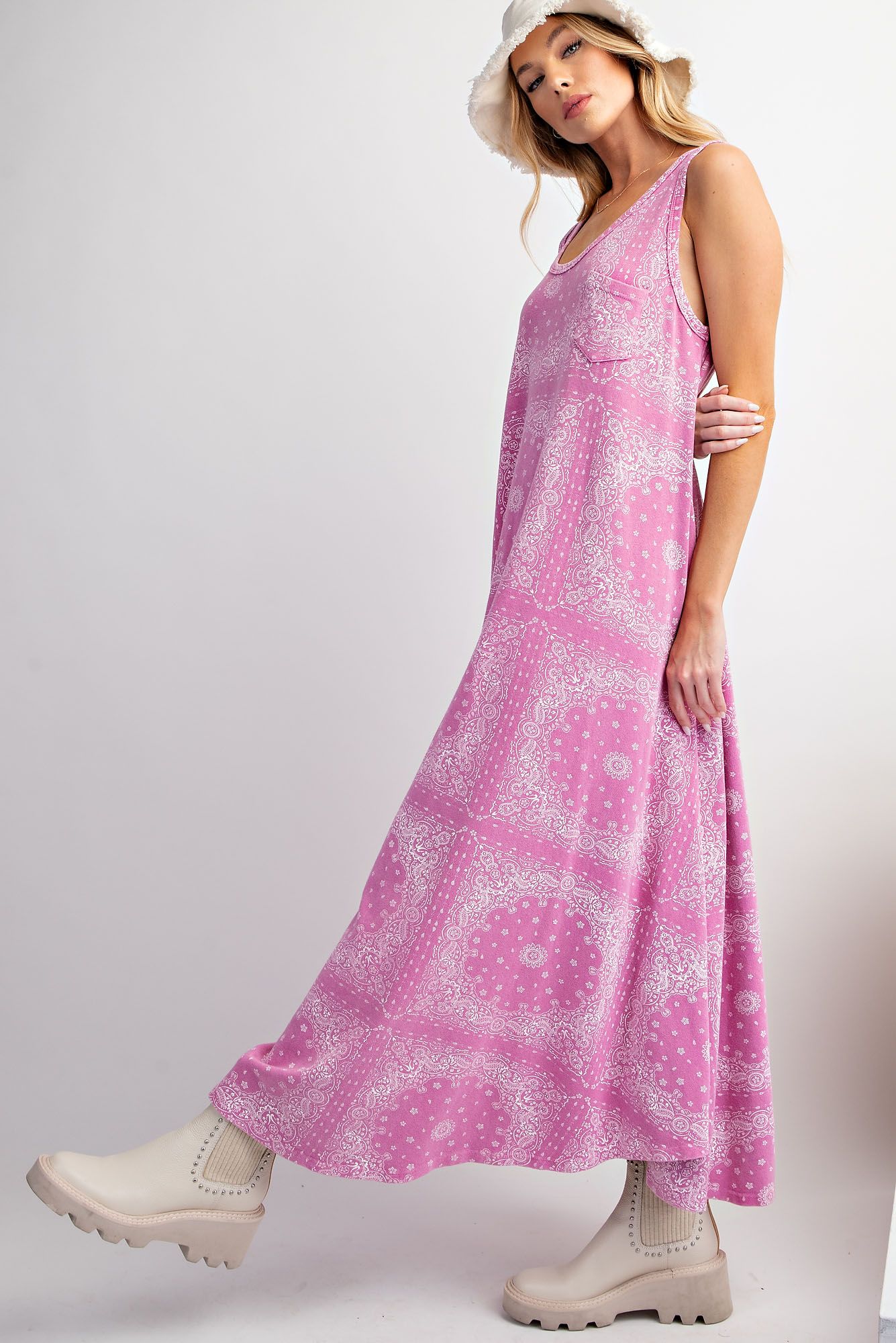 Pink Bandana Print Dress