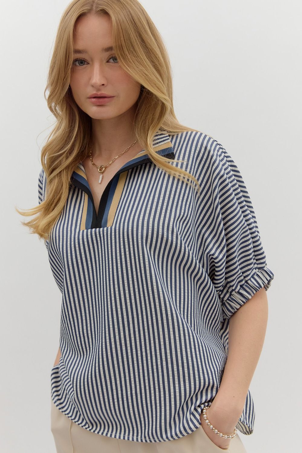 Navy Stripe Top