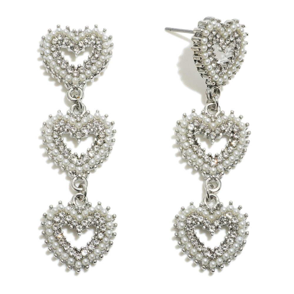 Dangle Hearts Earrings (Silver)